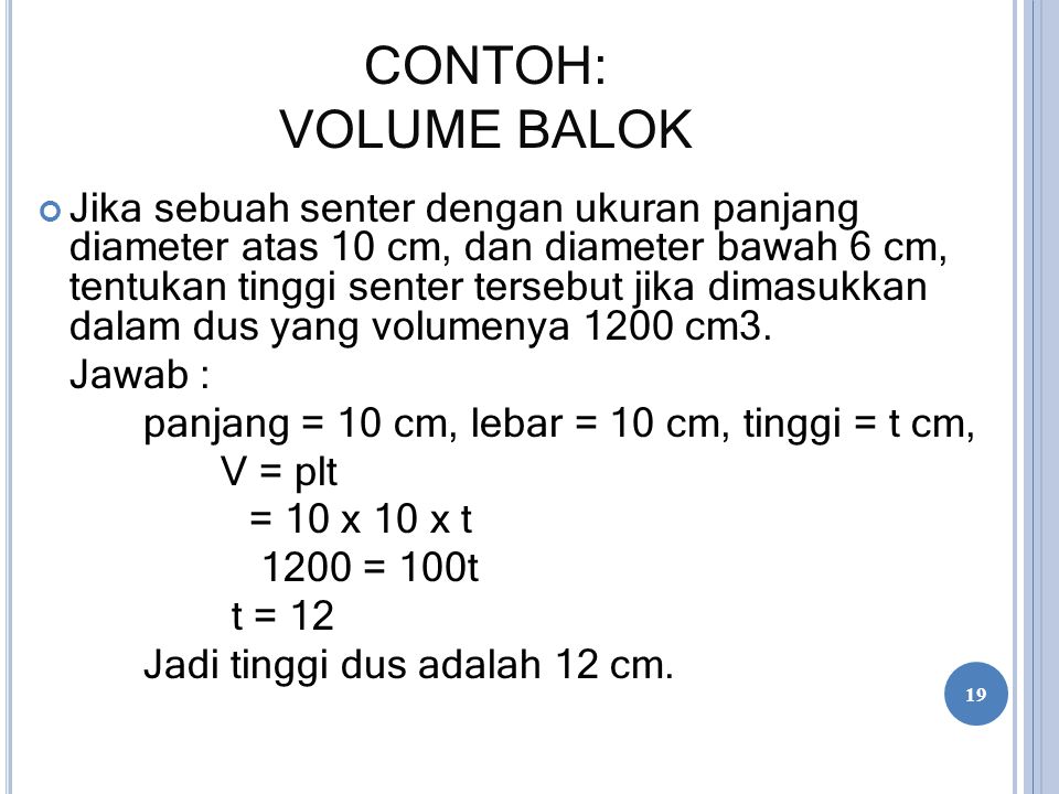 Rumus Volume Balok Dan Contoh Soal Aneka Contoh Pelajaran